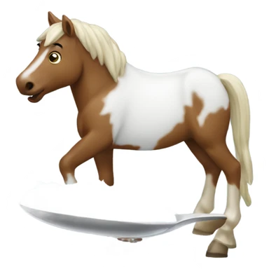 Horse eating snow off spoon sticker