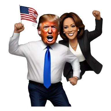 Donald trump dancing with kamala harris before the bulgarian flag sticker