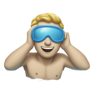 An emoji of a fair-skinned man happily diving headfirst into a pool. sticker