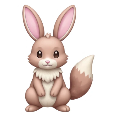 Pastel pink and pastel brown and pastel white Lopunny-Cinccino-fusion (full body) sticker