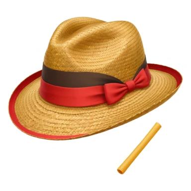 Chapeau de paille avec bande rouge sticker