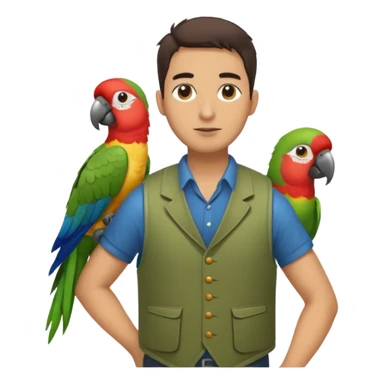 Walker + parrot on shoulder, Pet Walkers, Full body. sticker