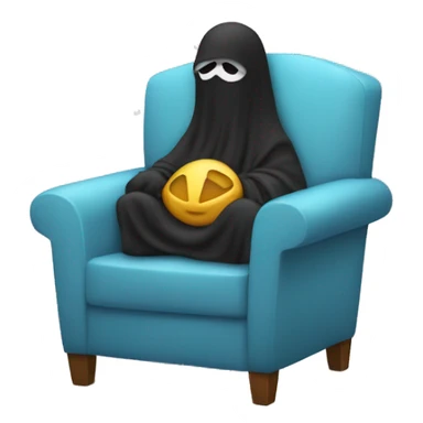 mono cubierto con una manta sentado en el sillon sticker