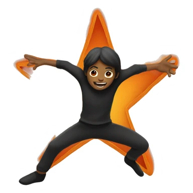 jumping star half black, half orange burnt sticker