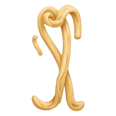 A long noodle with muscle arms and smiling face sticker