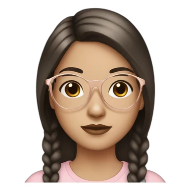 young white girl with rose gold glasses and black to brown straight hair sticker
