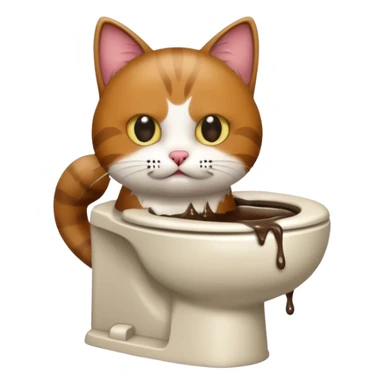Poop cat in the toilet sticker