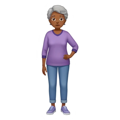 Full body of an older Black woman with Alzheimer's disease, mother of a teenager, slightly confused but gentle expression, casual clothing sticker