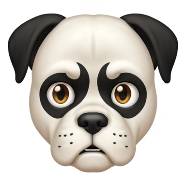 White  boxer with black hair and a long mullet haircut sticker