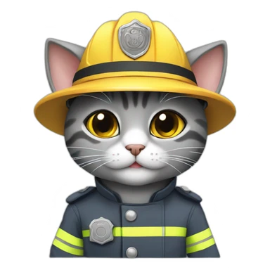 cute grey cat in a fireman uniform sticker