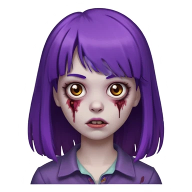 criei um zombe feminino com o cabelo com franja, o cabelo a metade roxa e o resto castanho  sticker