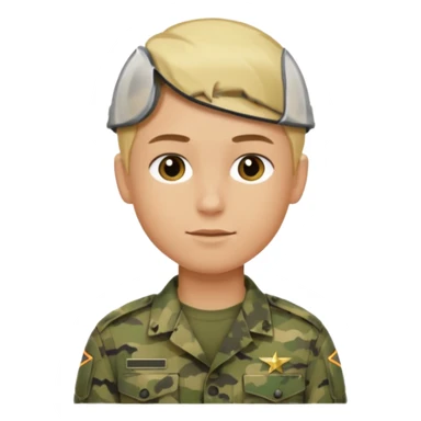 a soldier with short blonde hair in camo male sticker