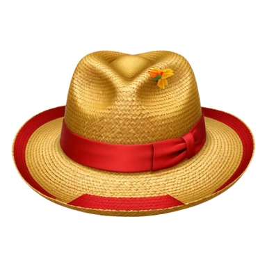Chapeau de paille avec bande rouge sticker