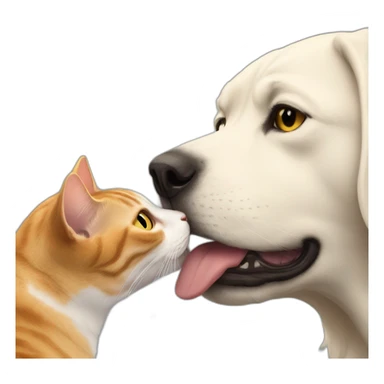 Cat sniffing dogs back sticker