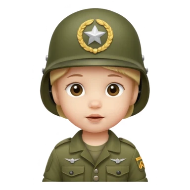 A baby wearing a military helmet  sticker