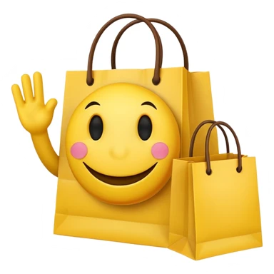 HAPPY SMILEY FACE EMOJI WITH SHOPPING BAGS IN EACH HAND sticker