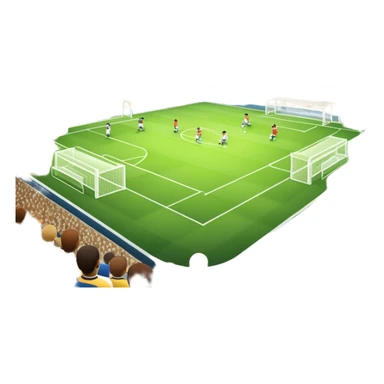 An icon featuring a large stadium with a football match in progress, players in action on the field, and a cheering crowd in the stands. Bright floodlights illuminate the pitch, creating an intense atmosphere of competition. The transparent background highlights the thrill of live sports events. sticker