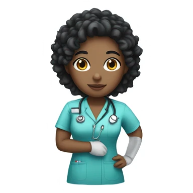 White nurse with black curly hair sticker