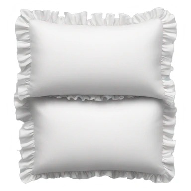 3 white pillows with ruffles different sizes sticker