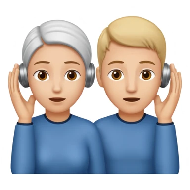 two people cupping their ears to hear a sound sticker