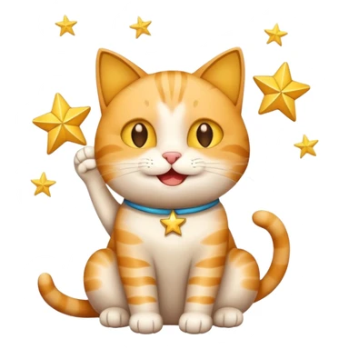 Happy Cat holding 5 stars  sticker