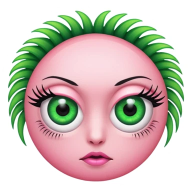 pink green eyeballs lashes only no hair sticker