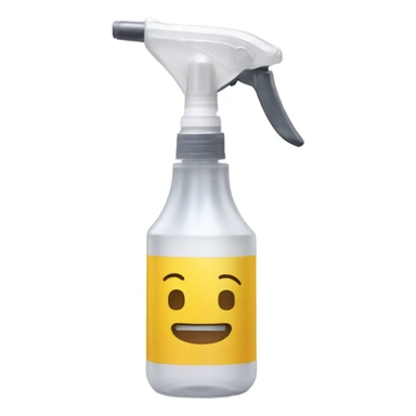 A handheld plastic spray bottle with a transparent container, featuring a long metal nozzle and a white handle. sticker