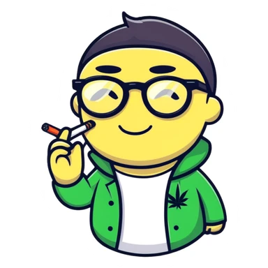 app character with black glasses smoking weed sticker