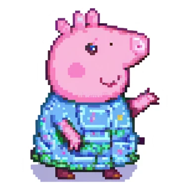 Peppa Pig, pixel art style, waving, side view, retro video game vibe sticker