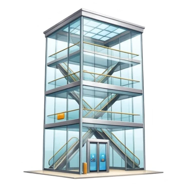 large glass elevator in shopping mall sticker