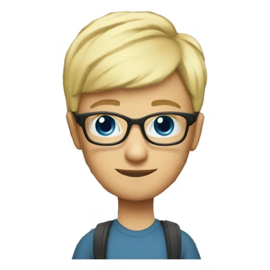 classic emoji 2D Teacher with books glasses blonde pixie haircut blue eyes casual sticker
