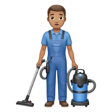 técnico de limpieza hombre sujetando una aspiradora de agua sticker