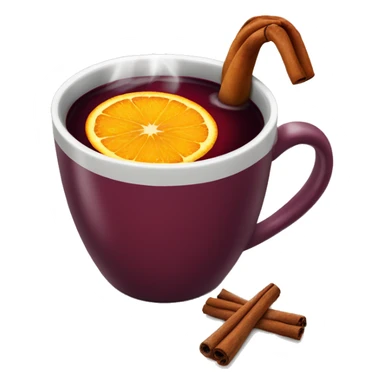 A Christmas mug of hot mulled wine, steaming with cinnamon and an orange slice. sticker