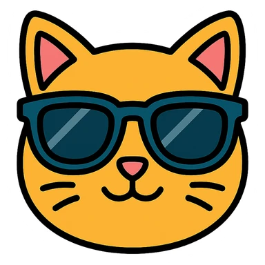 cat wearing sunglasses color icon sticker