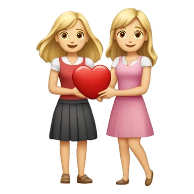 Dos chicas adultas una rubia y otra castaña haciendo un corazón con las manos  sticker