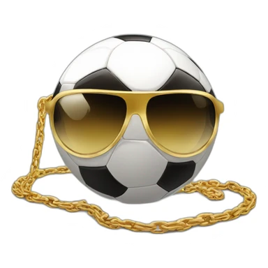 soccer ball wearing gold chain with shades looking like gangster sticker
