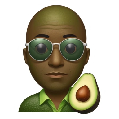 Avocado with the pit inside being a black bald man Wearing sunglasses sticker