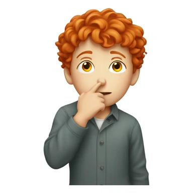Red headed boy picking his nose sticker
