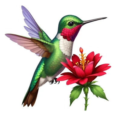 hummingbird drinking nectar from flower sticker