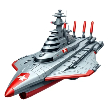 Futuristic Russian battle cruiser spaceship with red star insignia sticker