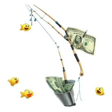 Fishing pole catching cash sticker