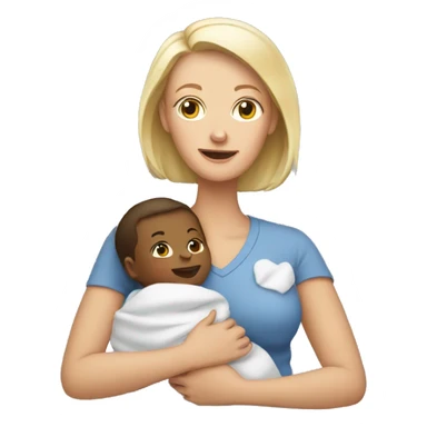white mom holding baby sticker