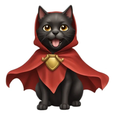 alian cat-dog with big fangs and a cape sticker