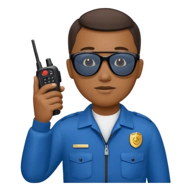 school security, blue cloth, sun glasses, holding walkie-talkie sticker