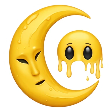 Melting waning crescent moon without any face and should in yellow colour remove the circle thing in bw sticker