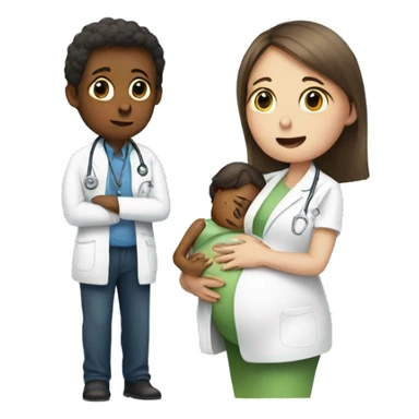 pregnant girl talking to a doctor sticker