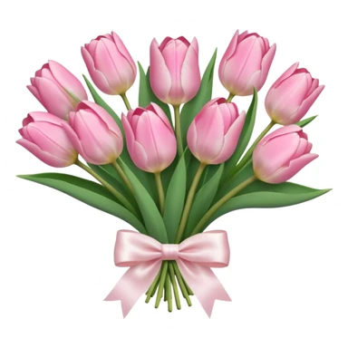 Pastel pink tulip bouquet with bow sticker