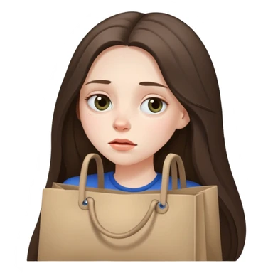 beautiful pale brunette girl with long hair tired with bags under eyes sticker
