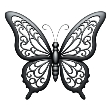 Black and silver filigree butterfly divider, 3D, extremely detailed design sticker