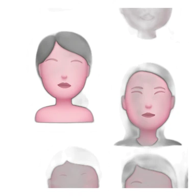 A fat women with a dark grey  square cut and wear in pink sticker